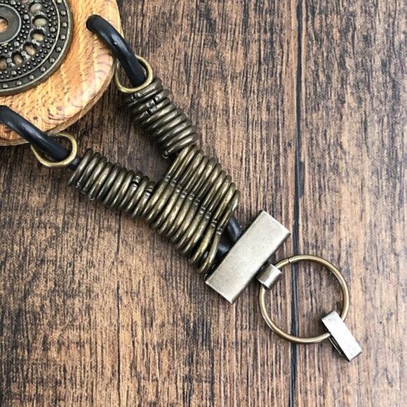 Concho Belt Hip Slung Mixed Media Wood Chain Boho Festival Size Small Tan Multi - Picture 4 of 12